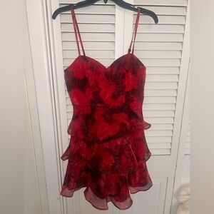 Red Layered Dress with Spaghetti Straps